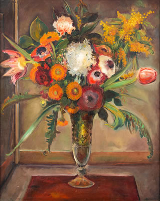 Flowers in a glass vase by Gustav Gwozdecki - Auction record, sale price, and art valuation. Compare with similar artists and explore comparable artworks.