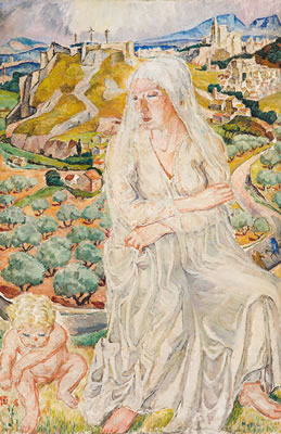 Maria with Child in front of a Provencal landscape (recto) / Allegorical composition with a cross (verso), 1940-1950