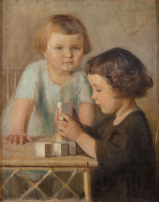 "Children with blocks", 1928