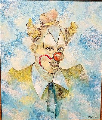 "CLOWN WITH BLOND KNEEPS"