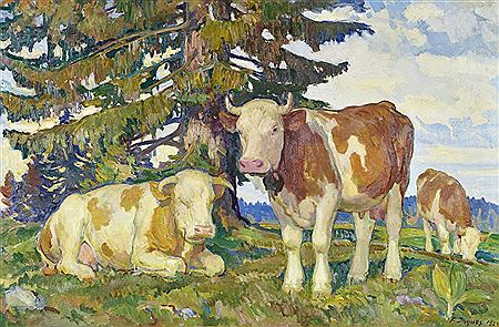 Cows on the alpine pasture.