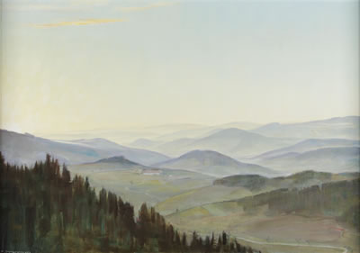 Sunrise in the Mühlviertel towards the Bohemian Forest