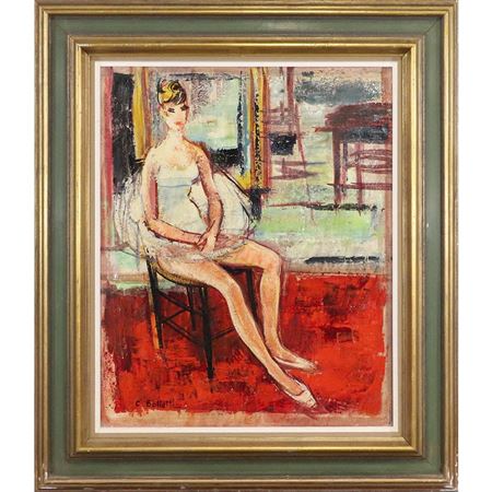 Seated Ballerina Woman in Tutu