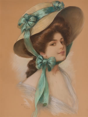 Calendar Illustration: Woman Wearing a Bonnet, 1908