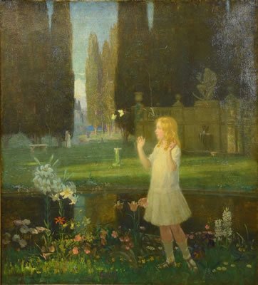 Young Girl in a Formal Garden by Norwood MacGilvary - Auction record, sale price, and art valuation. Compare with similar artists and explore comparable artworks.