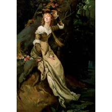 "Girl playing with flowers"
