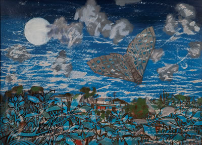 Moth, Moon and Bush by Juliette Peter - Auction record, sale price, and art valuation. Compare with similar artists and explore comparable artworks.