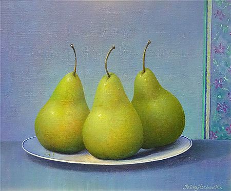 Still Life of Pears on a Plate