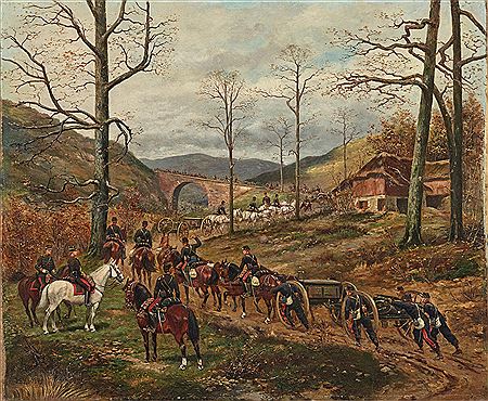 The French 90th Horse Artillery Advancing on Rezonville, 1870 by Paul Emile Léon Perboyre - Auction record, sale price, and art valuation. Compare with similar artists and explore comparable artworks.