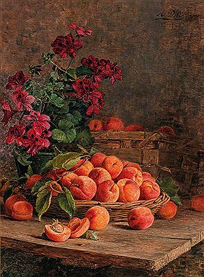 Geraniums and Apricots by Auguste Doll - Auction record, sale price, and art valuation. Compare with similar artists and explore comparable artworks.