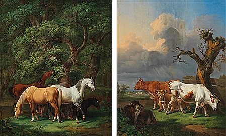 Horses Grazing under Oak Trees and Cows Grazing in an Open Landscape (2)