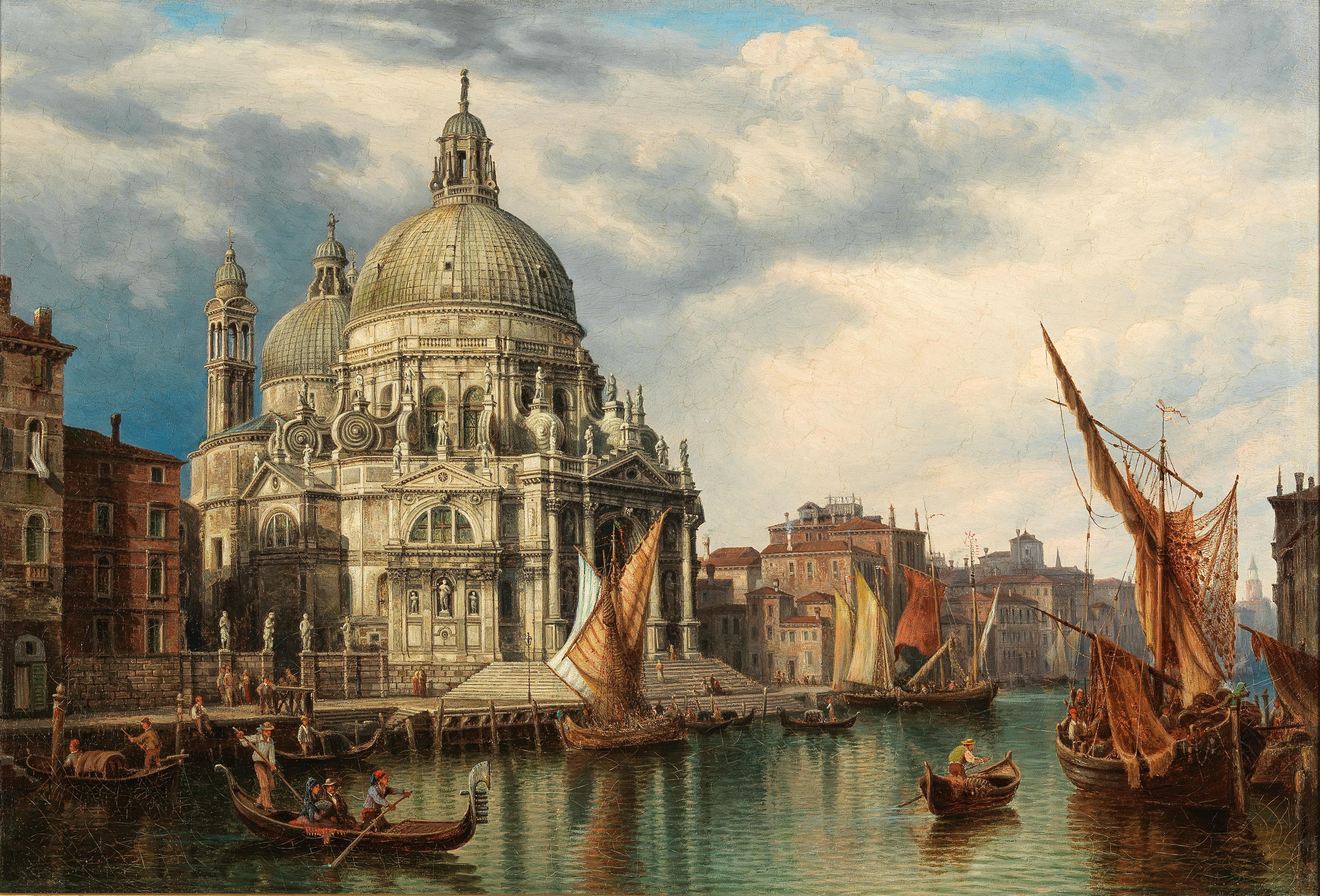 Venice, Grand Canal with Santa Maria della Salute by Henry Jaeckel - Auction record, sale price, and art valuation. Compare with similar artists and explore comparable artworks.