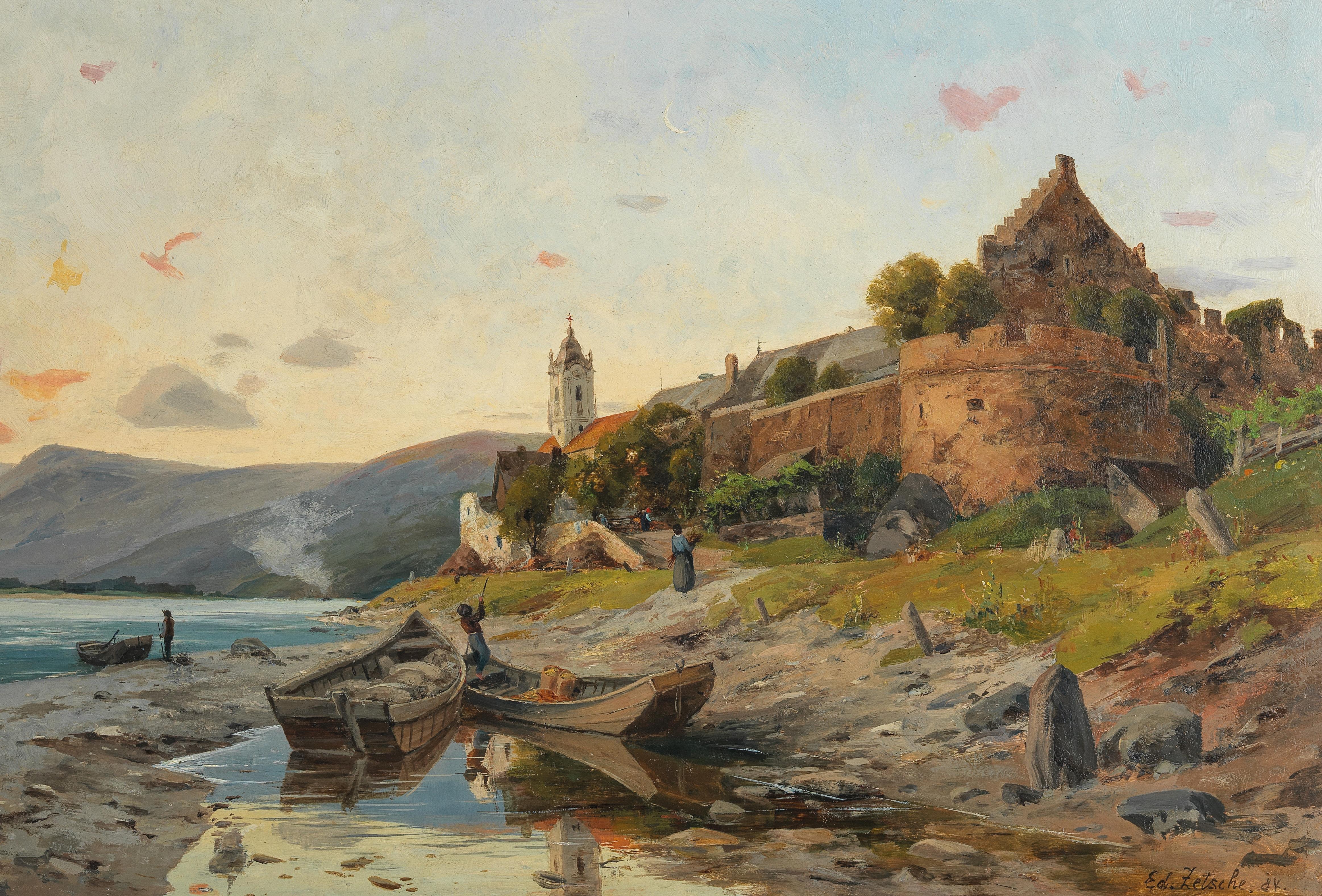 Fishing Boats before Dürnstein Monastery in the Wachau Region