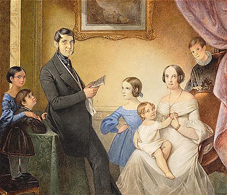 A family portrait: the parents and five children in an interior by Michael Stohl - Auction record, sale price, and art valuation. Compare with similar artists and explore comparable artworks.