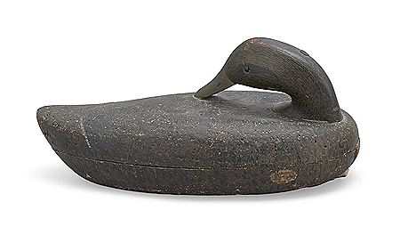 CORK-BODIED BLACK DUCK DECOY Mastic, Long Island, Circa 1920