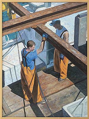 "Working The Pier" by Paul Schulenburg - Auction record, sale price, and art valuation. Compare with similar artists and explore comparable artworks.