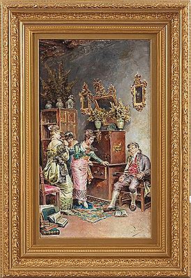 Sample artwork by Jose Denis Belgrano (1844 - 1917), known for genre scenes, bullfighting and gallant subjects, portraits, oil paintings, drawings, and watercolors - View similar artists and auction records