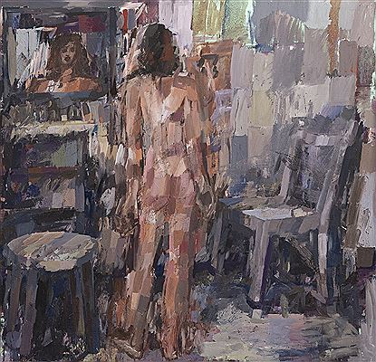 Weiblicher Akt im Künstleratelier