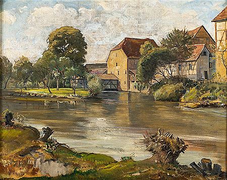 View of "the mill in Sachsenburg" on the Unstrut.