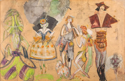 Costume designs for "Carnival", circa 1926