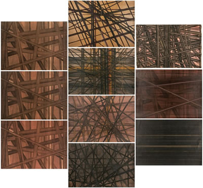 A Set of Ten Abstractions mixed media drawings