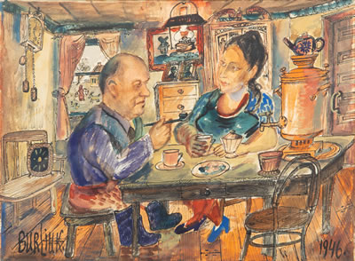 Burliuk and Marussia, Breakfast Scene