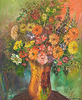 "Varied bouquet in vase...".
