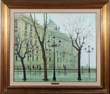 VIew of the Royal Palace of Madrid by Eugenio Lopez Berron - Auction record, sale price, and art valuation. Compare with similar artists and explore comparable artworks.