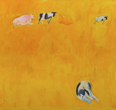 Cows on Yellow Ground
