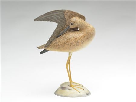 Decorative preening lesser yellowlegs