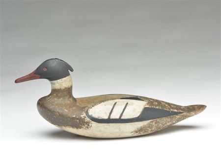 Hollow carved merganser drake