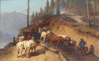 "Logging Saratoga Gap, California" 1880