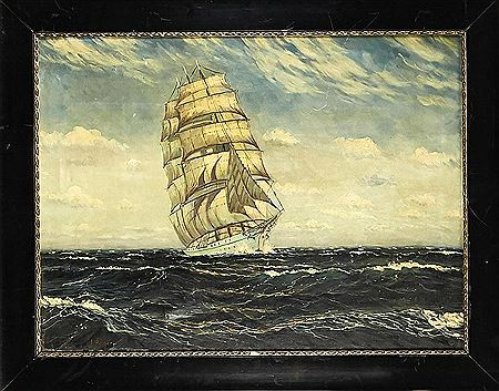 Sailing ship on the high seas