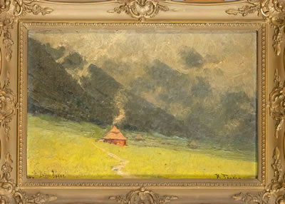 Alpine farmers' settlement in front of a mountain slope by Karl Hanns Taeger - Auction record, sale price, and art valuation. Compare with similar artists and explore comparable artworks.