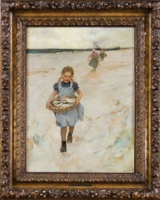 Girl with a fish basket on the beach by Brynolf Wennerberg - Auction record, sale price, and art valuation. Compare with similar artists and explore comparable artworks.