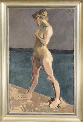 Standing nude on the shores