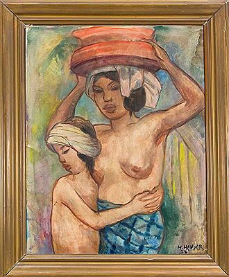 Portrait of a Polynesian woman with a child