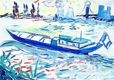 ''Am Rhein'', large, expressive work with Rhine cut