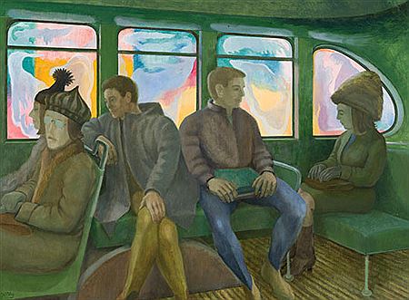 Interior of Bus with Figures by Philip Henry Howard Surrey - Auction record, sale price, and art valuation. Compare with similar artists and explore comparable artworks.