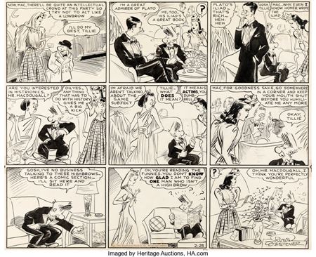 Tillie the Toiler Sunday Comic Strip Original Art dated 2-25-40 (King Features Syndicate, 1940) by Russell Westover - Auction record, sale price, and art valuation. Compare with similar artists and explore comparable artworks.