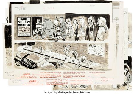 MAD #38 Original Illustrations "Baby Sitting May Ruin Our Nation!" Group of 7 (EC, 1958)