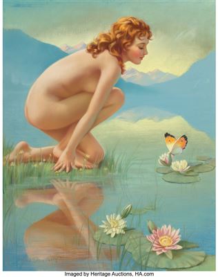 Sample artwork by Mabel Rollins Harris (early 20th century), known for high color, pastel child, female and nude figure, calendar illustration - View similar artists and auction records
