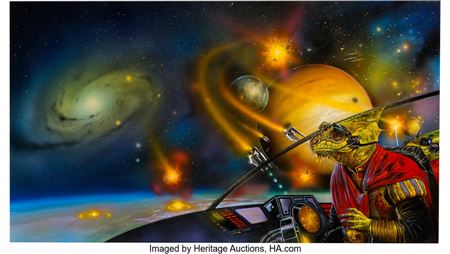 Laser Lords: A CD-Interactive Space Adventure Video Game Box Wraparound Cover Painting Original Art (Philips CD-i, 1992)