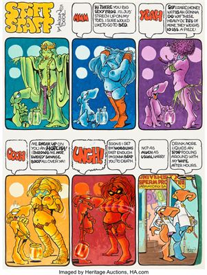 Cavalier Magazine "Stiff Staff" Complete 1-Page Comic Strip Original Art (Cavalier, 1971)