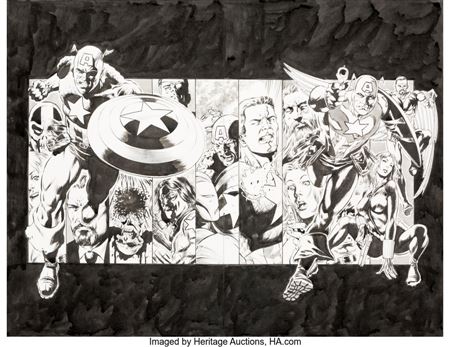 Captain America Timeline Illustration Original Art (c. 2008) by Mike Perkins - Auction record, sale price, and art valuation. Compare with similar artists and explore comparable artworks.