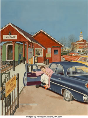 Flat Tire at the Commuter Station, The Saturday Evening Post cover