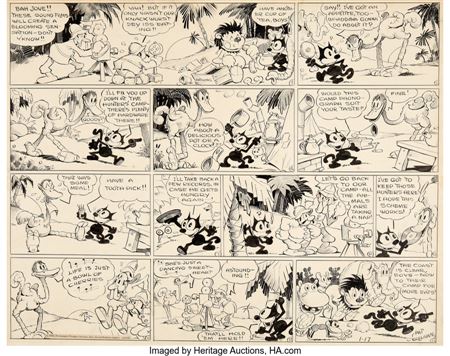 Felix the Cat Sunday Comic Strip Original Art dated 1-17-32 (King Features Syndicate, 1932)