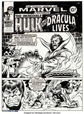 Mighty World of Marvel #251 Cover Hulk Original Art dated 7-20-77 (Marvel UK, 1977)