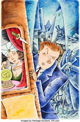 Black Cat Crossing Cover Original Art (Kitchen Sink Press, 1993)