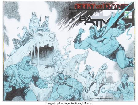 Batman #75 Wraparound Sketch Cover Variant Original Art (DC, 2019)